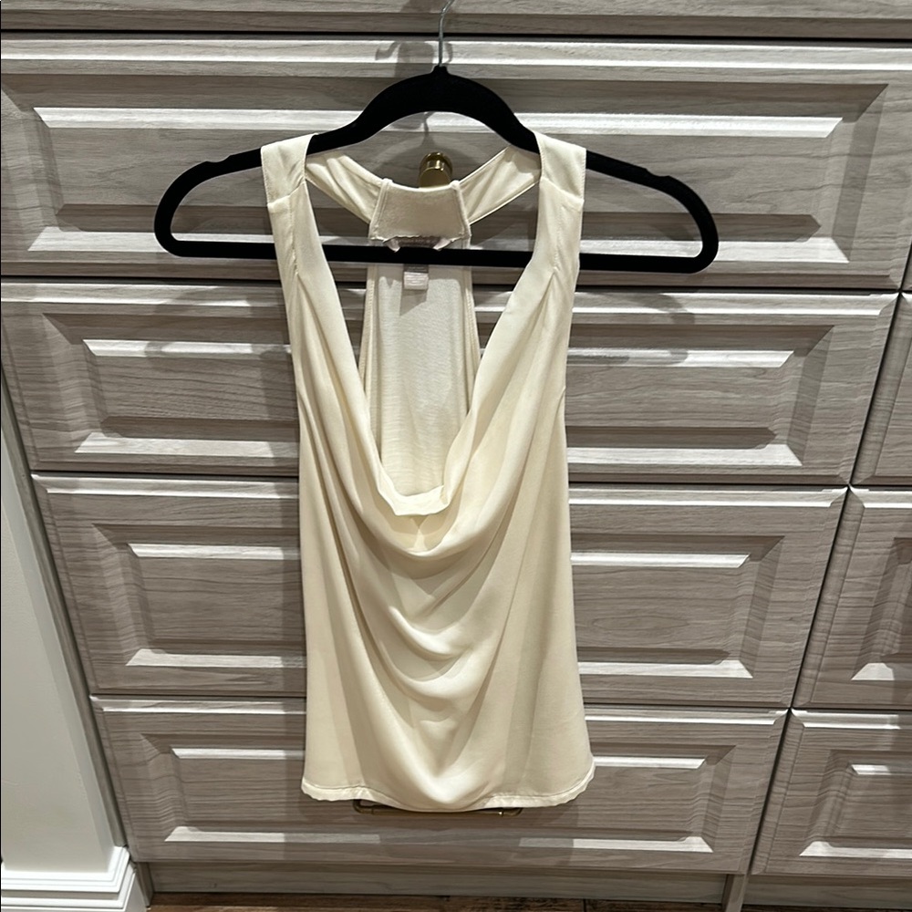 Banana Republic Cream Draped Cowl Neck Sleeveless Blouse